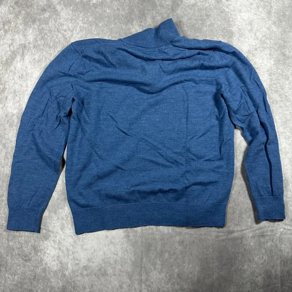 UNTUCKit Mens L Blue Extra Fine Merino Wool Quarter Zip Sweater Large